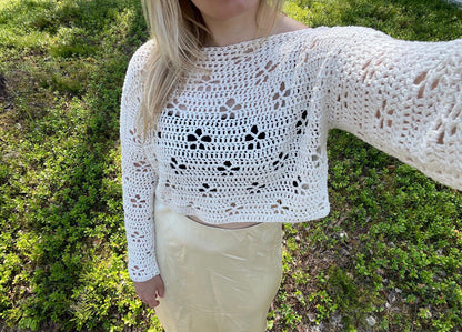Cherry Blossom Pullover Häkelanleitung PDF 🇩🇪