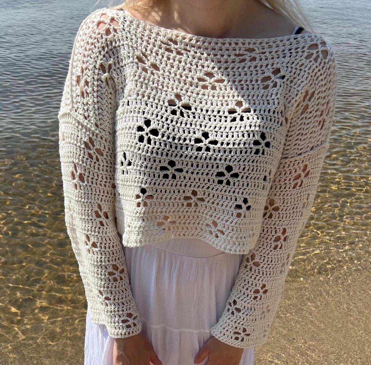 Cherry Blossom Pullover Häkelanleitung PDF 🇩🇪