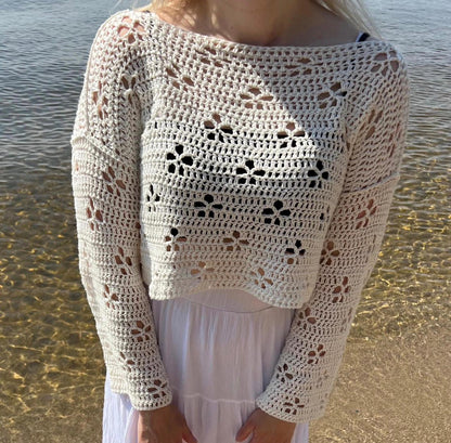 Cherry Blossom Pullover Häkelanleitung PDF 🇩🇪