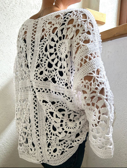 Sun Lace Sweater Crochet Pattern PDF 🇩🇪